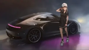 Girl With Porsche Car Live Wallpapers