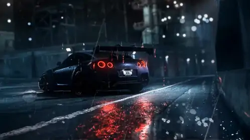 Black Nissan GTR In The Rain Live Wallpaper