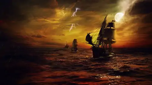 Sunset on Ship Pirates Live Wallpaper