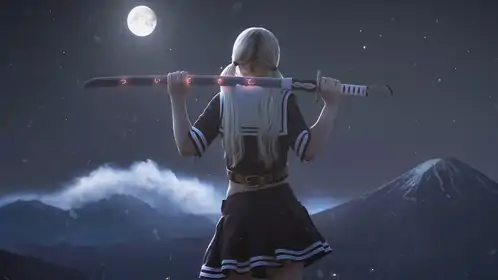Girl With Katana 4K Live Wallpaper