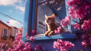 4K Kitty and Flower Petals Live Wallpaper